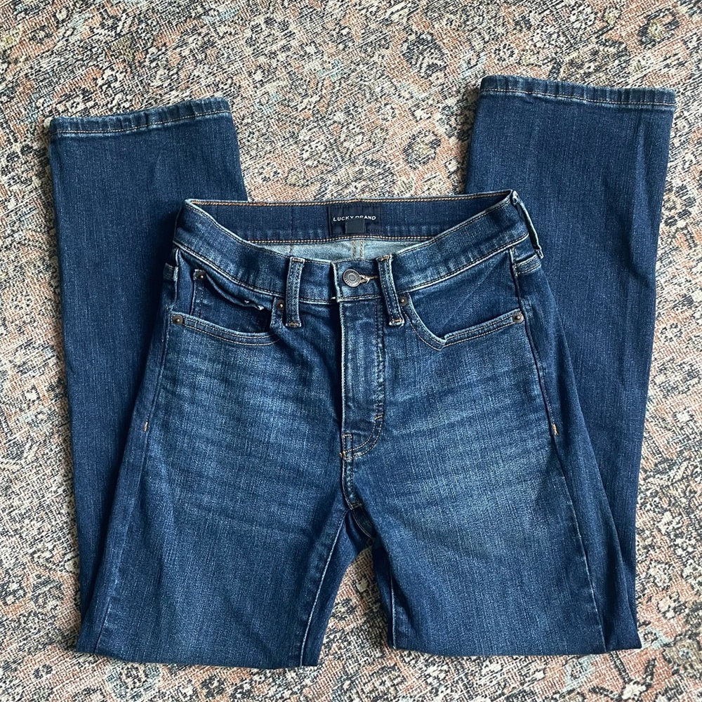 Lucky Brand Zoe High Rise Straight Jean, Dark Wash, Size 0/25A